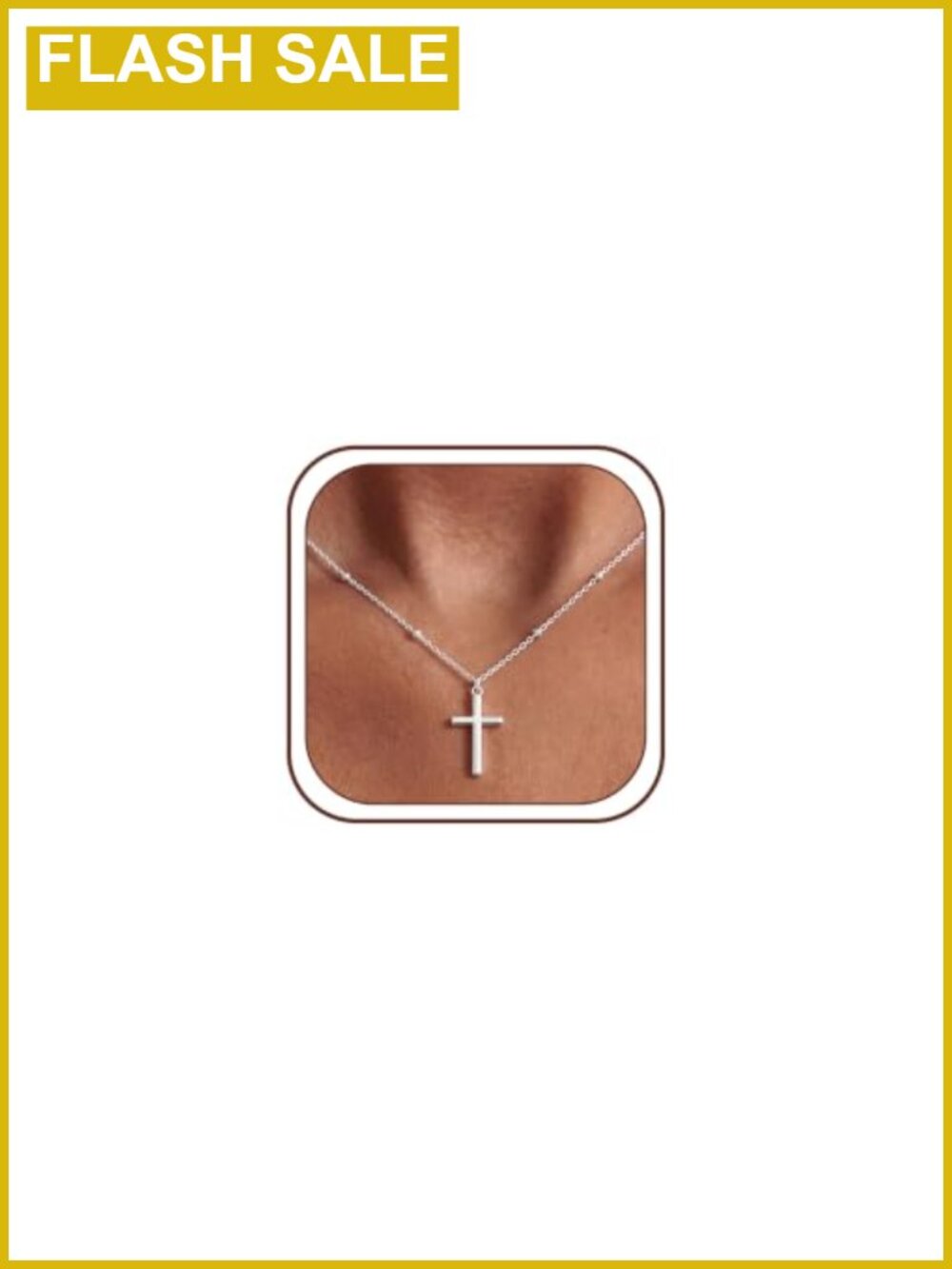 S925 Sterling Silver Cross Necklace 1.5mm Bead Chain 18in